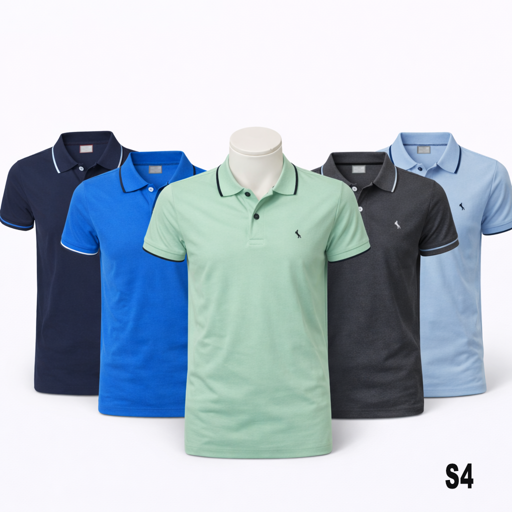 OFERTA - Set 5 tricouri cu guler din Bumbac