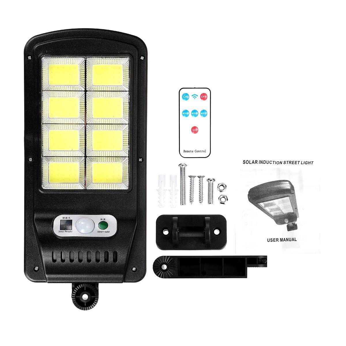 Lampa solara , 8 celule, cu incarcare solara, 100W, 160 LED-uri COB, telecomanda